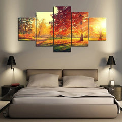 Autumn Maple Tree Park Sunset Wall Art Canvas Printing Decor