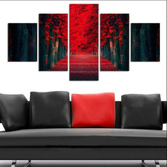 Autumn Red Tress in The Garden Wall Art Canvas Printing Decor