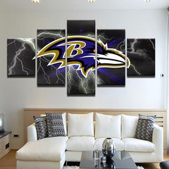 5 Panels Baltimore Ravens Team Sports Wall Art Canvas Printing Decor