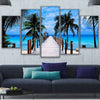 Image of Beach Palm Trees Bridge Wall Art Canvas Printing Decor