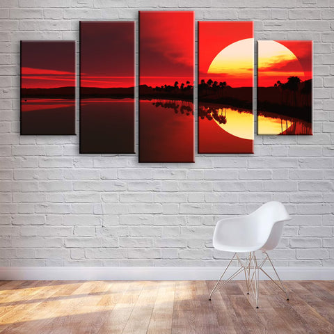 Beautiful Sunset Red Sky At Night Wall Art Canvas Printing Decor