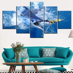 Big Swordfish in Blue Seascape Wall Art Canvas Printing Decor