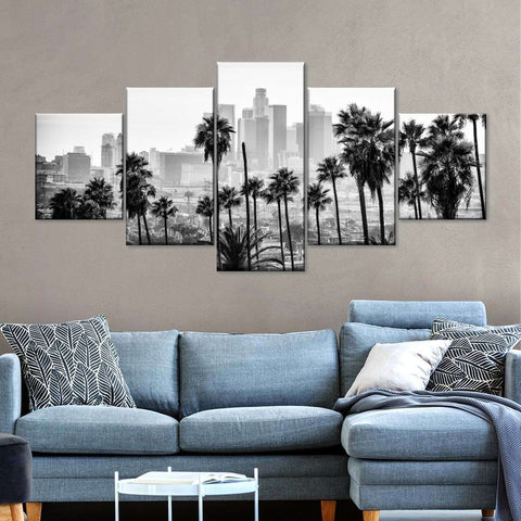 Black-White California Los Angeles Skyline Wall Art Canvas Printing Decor
