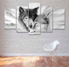 Image of Black And White Wolves Couple Wall Art Canvas Printing Decor