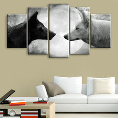 Black And White Wolves Moon Wall Art Canvas Printing Decor