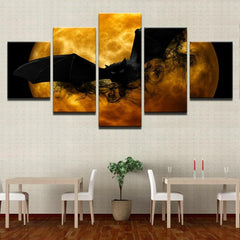 Black Bat in Full Moon Wall Art Canvas Printing Decor