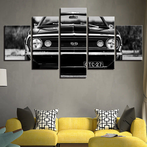 Black Camaro SS Muscle Car Wall Art Canvas Printing Decor