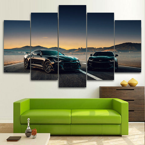 Black Chevrolet Camaro Roadster Wall Art Canvas Printing Decor