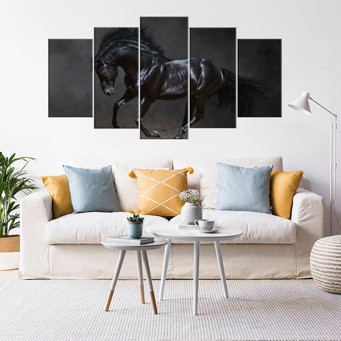 Black Horse Animal Wild Life Wall Art Canvas Printing Decor