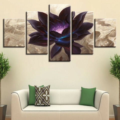 Black Lotus Flower Magic Wall Art Canvas Printing Decor