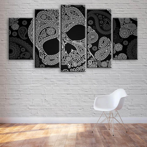 Black Paisley Skull Wall Art Canvas Printing Decor