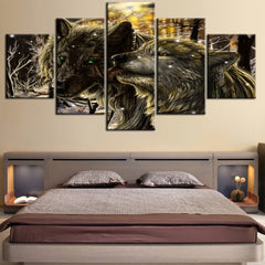 Black Wolf Animal Wall Art Canvas Printing Decor