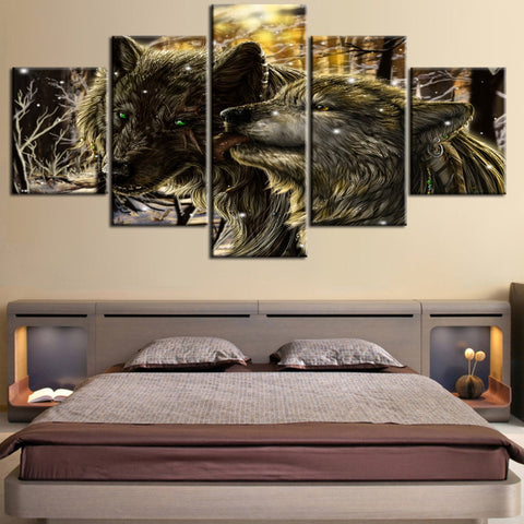 Black Wolf Animal Wall Art Canvas Printing Decor