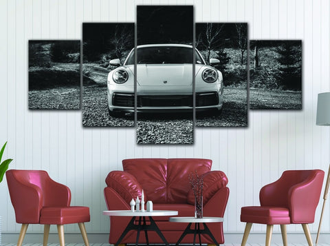 Black & White Porsche 911 Wall Art Canvas Printing Decor