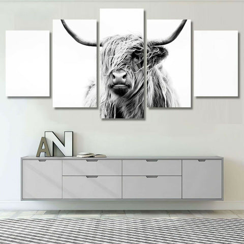 Black and White Highland Cow Wall Art Canvas Printing Decor