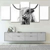 Image of Black and White Highland Cow Wall Art Canvas Printing Decor