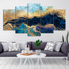 Image of Blue-Gold Marble Stone Abstract Wall Art Canvas Printing Decor
