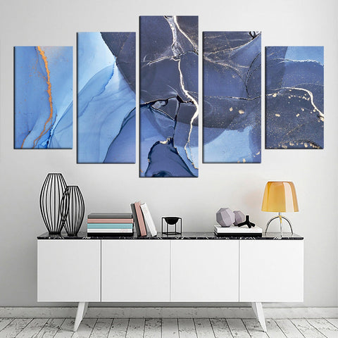 Blue Abstract Marbling Luxury Wall Art Canvas Printing Decor