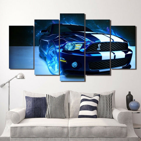 Blue Ford Mustang Shelby Car Wall Art Canvas Printing Decor