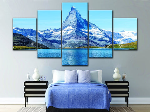 Blue Lake Snow Mountain Wall Art Canvas Printing Decor