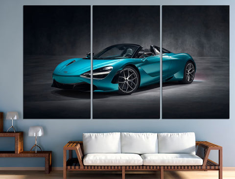 Blue McLaren Super Car Wall Art Canvas Printing Decor