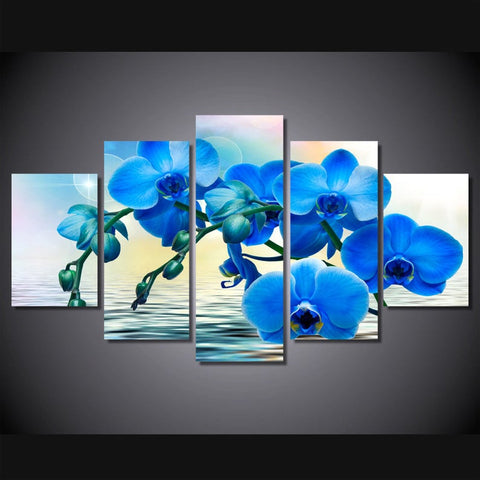 Blue Orchid Floral Flower Wall Art Canvas Printing Decor