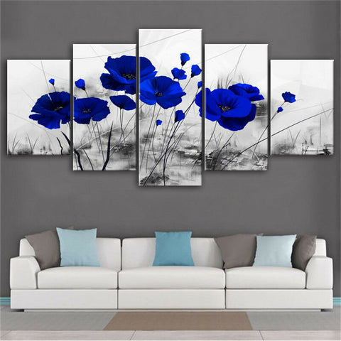 Blue Poppy Flowering Wall Art Canvas Printing Decor