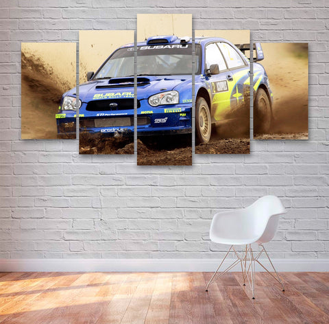 Blue Rally Car Racing Wall Art Canvas Printing Decor