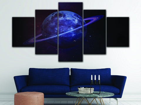 Blue Saturn Planet Wall Art Canvas Printing Decor