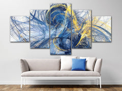 Blue & Yellow Abstract Geometric Wall Art Canvas Printing Decor