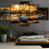 Image of Boat Marina Port Sunset Wall Art Canvas Printing Decor