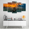 Image of Boat Sunset Seascape Wall Art Canvas Printing Decor