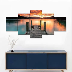 Bridge Lake Sunset Wall Art Canvas Printing Decor