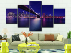 Brooklyn Skyline Night Wall Art Canvas Printing Decor