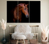 Image of Brown Horse Portrait Wall Art Canvas Printing Decor-3Panels