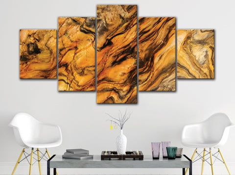 Brown&Yellow Marble Abstract Wall Art Canvas Printing Decor