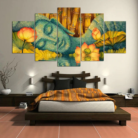 Buddha Meditation And Flower Wall Art Canvas Printing Decor