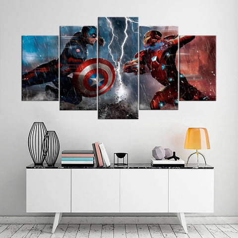 Captain America vs Iron Man Civil War Wall Art Canvas Printing Decor