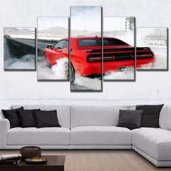 Red Challenger Dodge Muscle Car Wall Art Canvas Printing Decor