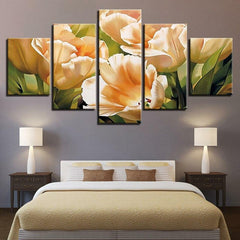 Champagne White Tulips Flower Wall Art Canvas Printing Decor