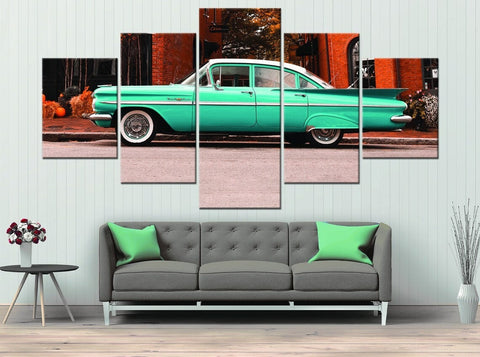 Chevy Bel Air Green Vintage Car Wall Art Canvas Printing Decor