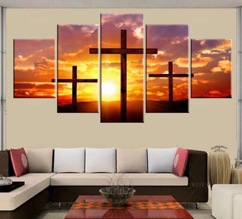 Christian Cross Sunset Jesus Wall Art Canvas Printing Decor