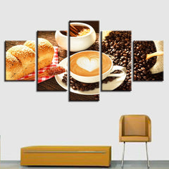 Coffee Cup Beans Bread Wall Art Canvas Printing Decor