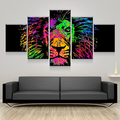 Color Splash Lion Head Wall Art Canvas Printing Decor