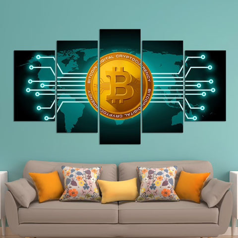 Cryptocurrency Bitcoin Wall Art Canvas Printing Decor