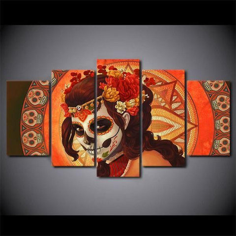 Day Of The Dead Face Sugar Skull Wall Art Canvas Printing Decor