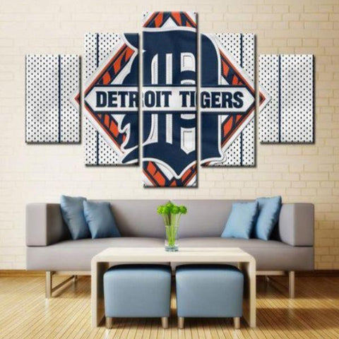 Detroit Tigers Team Wall Art Canvas Printing - 5 Panels