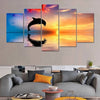 Image of Dolphin Sunset Ocean Wall Art Canvas Printing Decor