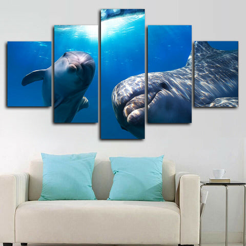 Dolphin Underwater Sea Wall Art Canvas Printing Decor