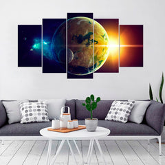 Earth and Sun from Space Milky Way Wall Art Canvas Printing Decor